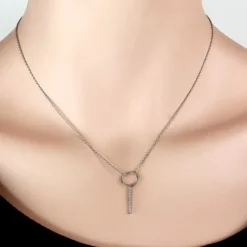 SilberDream Kette Zirkonia-Stab weiß 925 Silber 42-45cm Halskette GSK405W