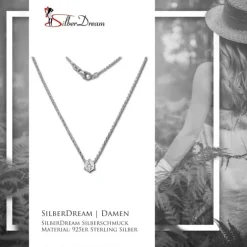 SilberDream Kette Zirkonia Stein weiß 925er Silber 46cm Halskette GSK20046W