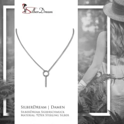SilberDream Kette Zirkonia-Stab weiß 925 Silber 42-45cm Halskette GSK405W