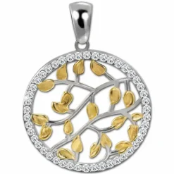 SilberDream Ketten Anhänger -Kreis- bicolor 925er Sterling Silber SDH4384T