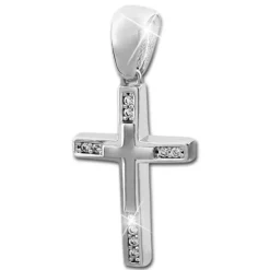 SilberDream Ketten Anhänger Kreuz Zirkonia weiß 925 Silber SDH426W