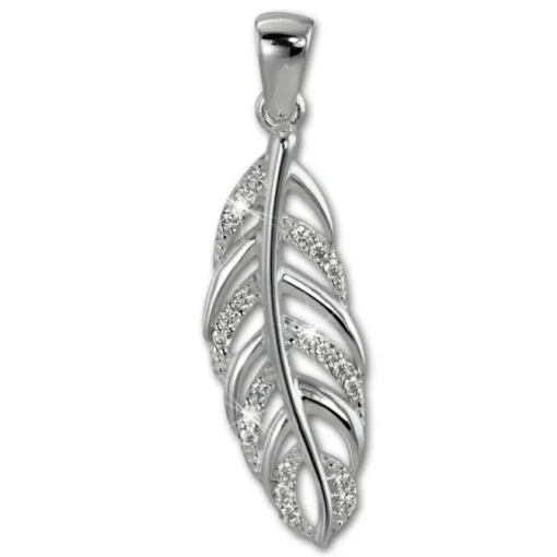 SilberDream Ketten Anhänger Feder Zirkonia weiß 925er Sterling Silber SDH407W