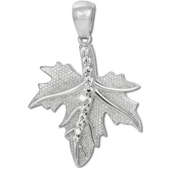 SilberDream Ketten Anhänger -Ahornblatt- Zirkonia weiß 925 Silber SDH4387W