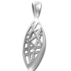 SilberDream Ketten Anhänger Oval Zirkonia weiß 925 Silber SDH433W