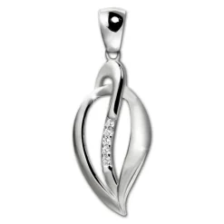 SilberDream Ketten Anhänger -Leaf- Zirkonia weiß 925 Silber SDH4380W