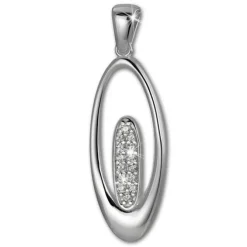 SilberDream Ketten Anhänger Oval Zirkonia weiß 925 Silber SDH406W