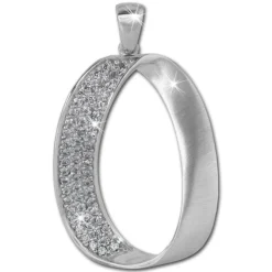 SilberDream Ketten Anhänger Oval Zirkonia mattiert 925er Sterling Silber SDH401W