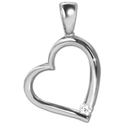 SilberDream Ketten Anhänger -Herz- Zirkonia weiß 925 Silber SDH4381W