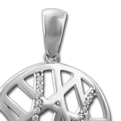 SilberDream Ketten Anhänger Scheibe Big Zirkonia weiß 925 Silber SDH427W