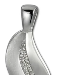 SilberDream Ketten Anhänger Welle Zirkonia weiß 925 Silber SDH410W