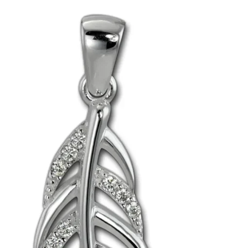 SilberDream Ketten Anhänger Feder Zirkonia weiß 925er Sterling Silber SDH407W