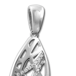 SilberDream Ketten Anhänger Oval Zirkonia weiß 925 Silber SDH433W