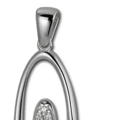 SilberDream Ketten Anhänger Oval Zirkonia weiß 925 Silber SDH406W