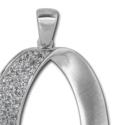SilberDream Ketten Anhänger Oval Zirkonia mattiert 925er Sterling Silber SDH401W