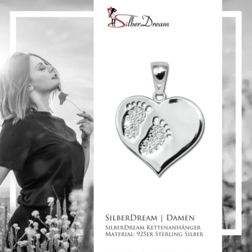SilberDream Ketten Anhänger -Herzanhänger- Zirkonia weiß 925 Silber SDH4392W