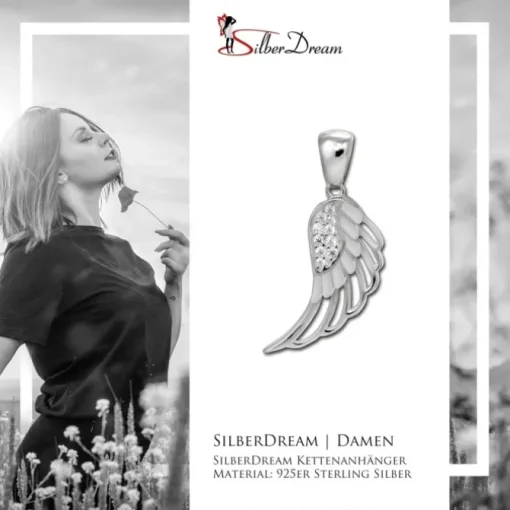 SilberDream Ketten Anhänger -Flügel- Zirkonia weiß 925 Silber SDH4386W