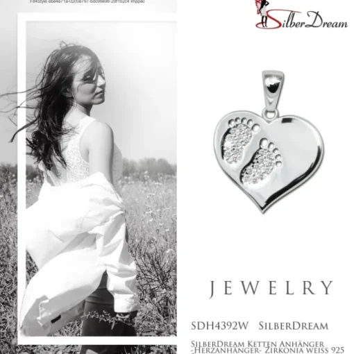 SilberDream Ketten Anhänger -Herzanhänger- Zirkonia weiß 925 Silber SDH4392W