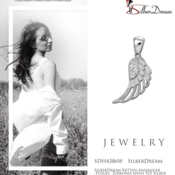 SilberDream Ketten Anhänger -Flügel- Zirkonia weiß 925 Silber SDH4386W