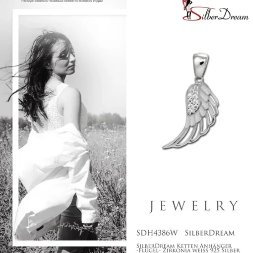 SilberDream Ketten Anhänger -Flügel- Zirkonia weiß 925 Silber SDH4386W