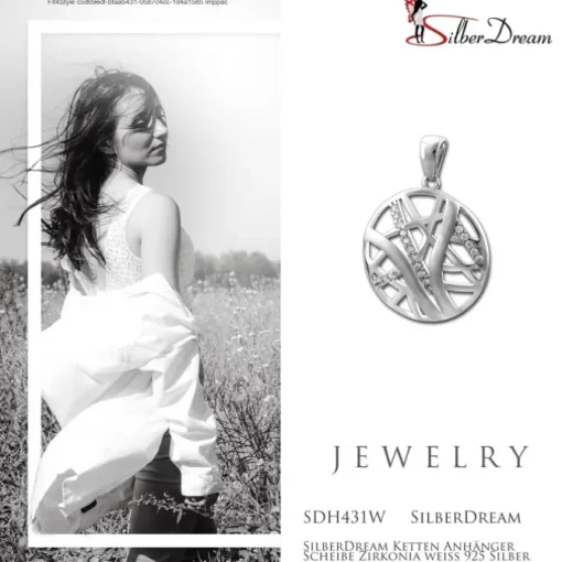 SilberDream Ketten Anhänger Scheibe Zirkonia weiß 925 Silber SDH431W