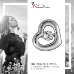 SilberDream Ketten Anhänger Herz beweglicher Zirkonia Silber DSH106W
