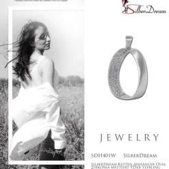 SilberDream Ketten Anhänger Oval Zirkonia mattiert 925er Sterling Silber SDH401W