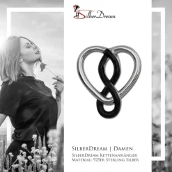 SilberDream Kettenanhänger Herz schwarz 925 Silber Damen Anhänger SDH452S