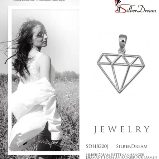 SilberDream Kettenanhänger Diamant Form Anhänger für Damen 925er Silber SDH8200J