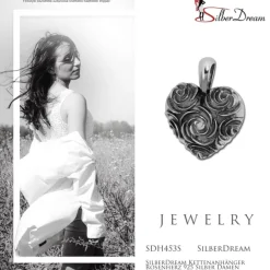 SilberDream Kettenanhänger Rosenherz 925 Silber Damen Anhänger SDH453S