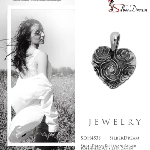 SilberDream Kettenanhänger Rosenherz 925 Silber Damen Anhänger SDH453S