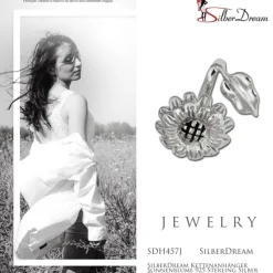 SilberDream Kettenanhänger Sonnenblume 925 Sterling Silber Damen SDH457J