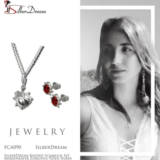 SilberDream Kinder Schmuck Set Marienkäfer Zirkonia 925er Silber FCA090
