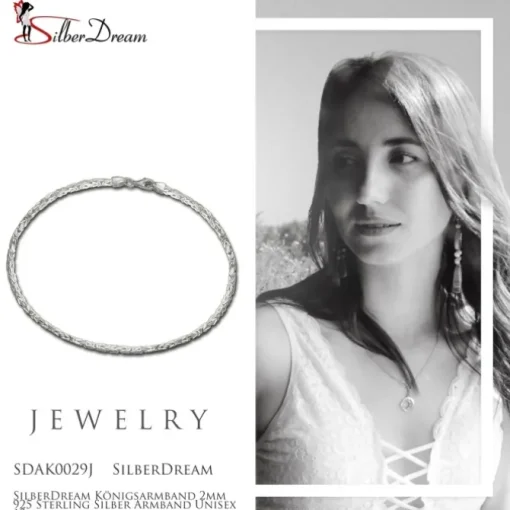 SilberDream Königsarmband 2mm 925 Sterling Silber Armband Unisex 19cm SDAK0029J