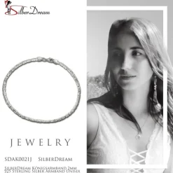 SilberDream Königsarmband 2mm 925 Sterling Silber Armband Unisex 21cm SDAK0021J