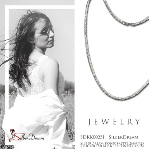 SilberDream Königskette 2mm 925 Sterling Silber Kette Unisex 45cm SDKK0025J