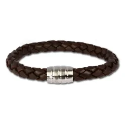 SilberDream Leder Armband braun mit Edelstahl Verschluss LS1813