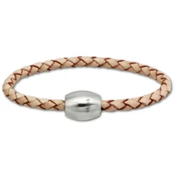 SilberDream Leder Armband 19cm natur mit Edelstahl Verschluss LS1491