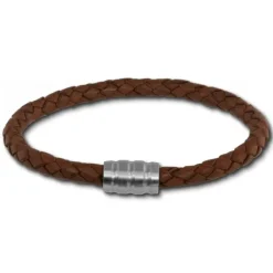 SilberDream Leder Armband braun 22cm Edelstahl Verschluss LAB0622