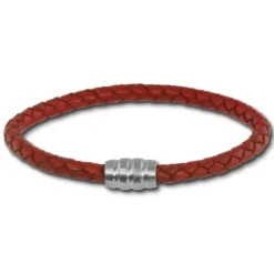 SilberDream Leder Armband 5mm rostrot 22cm Edelstahl Verschluss LAB0522