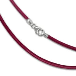 SilberDream Leder Armband 21cm pink 2mm für Charms SML7421