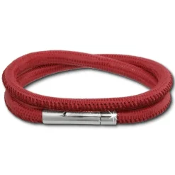 SilberDream Leder Armband doppelt 40cm fuchsia Edelstahlverschluss LAB0840