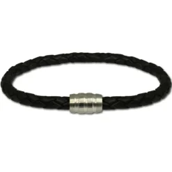 SilberDream Leder Armband schwarz mit Edelstahl Verschluss LS1502