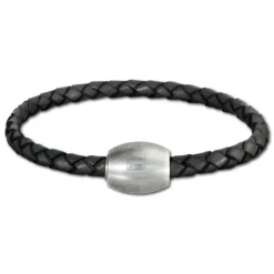 SilberDream Leder Armband 19cm grau mit Edelstahl Verschluss LS1471