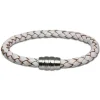 SilberDream Leder Armband weiß 22cm mit Edelstahl Verschluss LS1523