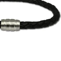 SilberDream Leder Armband schwarz mit Edelstahl Verschluss LS1501
