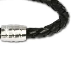 SilberDream Leder Armband schwarz mit Edelstahl Verschluss LS1803