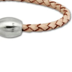 SilberDream Leder Armband 19cm natur mit Edelstahl Verschluss LS1491