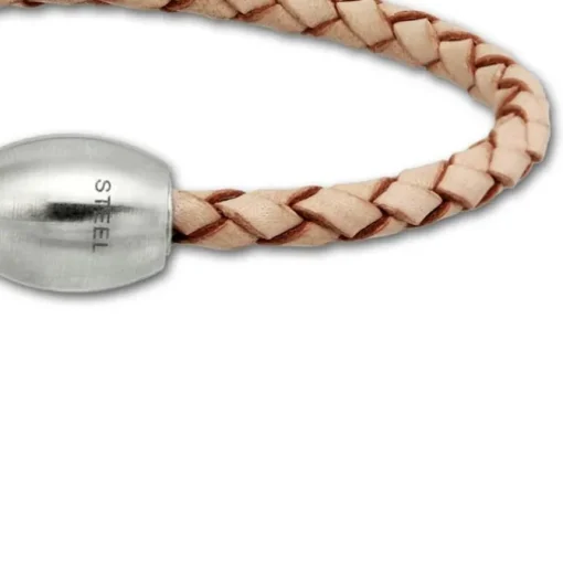SilberDream Leder Armband 19cm natur mit Edelstahl Verschluss LS1491