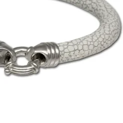 SilberDream Leder Armband weiß 6mm mit 925er Verschluss LS2622