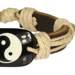 SilberDream Leder Armband braun Ying Yang Surferarmband LA3196B